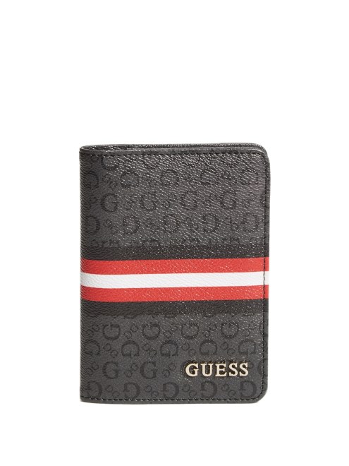 Funda Para Pasaporte Con Logo De Rayas De Carbón Guess