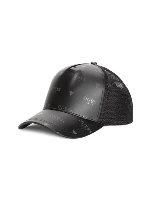 Gorra Trucker Guess Negra De Piel Sintética Con Logo Estampado