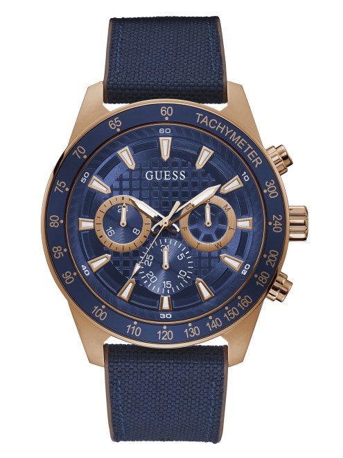 Reloj Multifunción Guess Tono Oro Rosa Y Azul Multi
