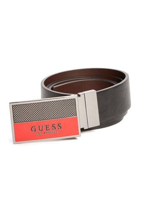 Cinturón Con Placa Del Logo Esmaltado Guess Negro