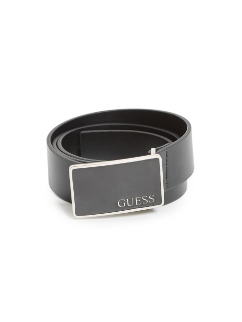 Cinturón Con Placa Del Logo Esmaltada Guess Negro