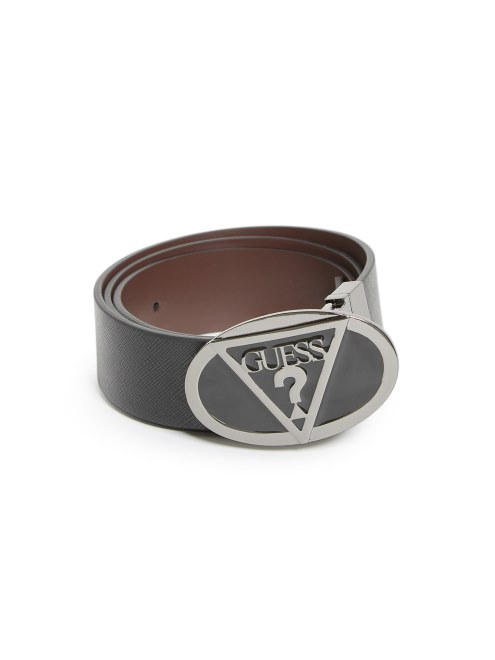 Guess Cinturón Negro Reversible Con Placa Ovalada Del Logo