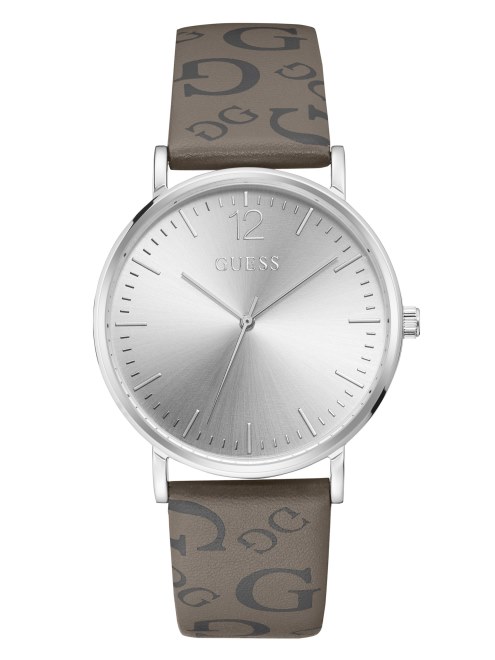 Sin Color Carbon Correa De Cuero Con Logotipo Reloj Analogico Adivinar