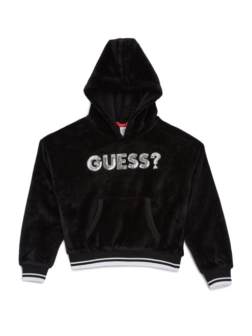 Sudadera Con Capucha Y Logo De Terciopelo De Robby Negro De Guess (7-14)