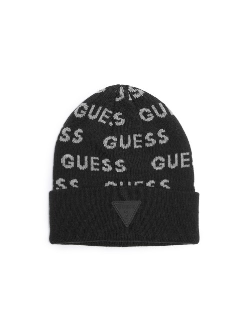 Gorro Negro Con Texto Y Logo En Toda La Prenda