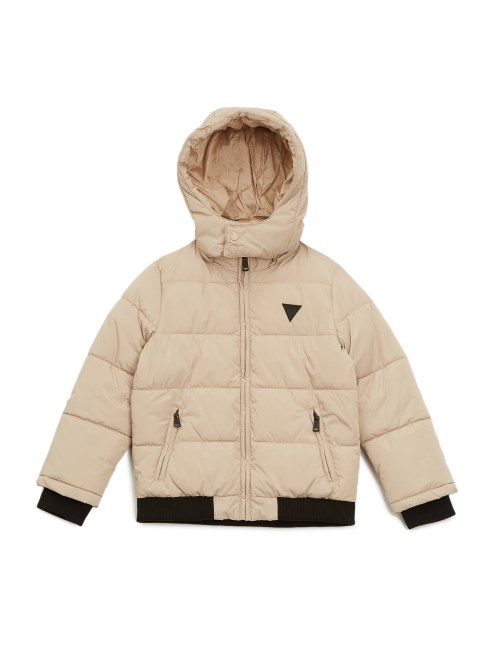 Guess Plumífero Con Capucha (7-16) Terciopelo Topo