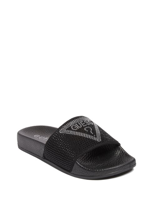 Sandalias Con Logo De Strass De Azucar Adivinar Negro