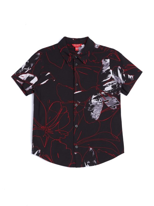 Camisa De Flores Guess Grover (7-16) Negro Azabache