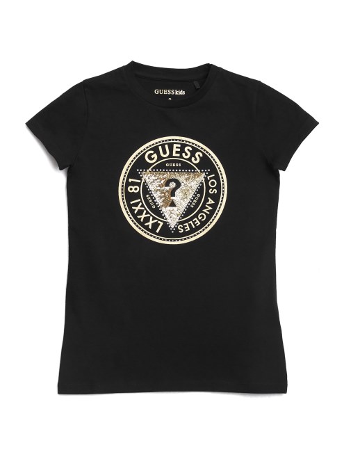 Camiseta Con El Logo Adornado De Cheska De Guess (7-14) Negro Azabache