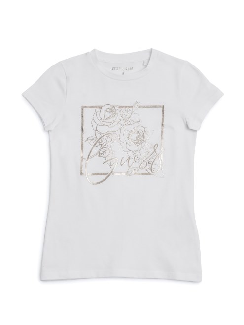 Camiseta Blanca Pura Con Logo De Rozie (7-14) Conjetura