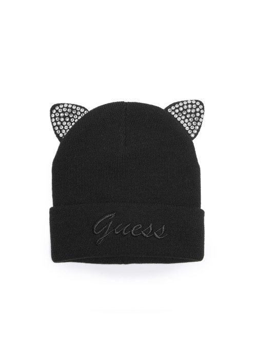 Gorro Negro Con Orejas De Gato Y Diamantes De Imitacion