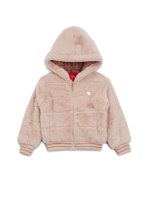 Chaqueta Con Capucha De Piel Sintética Bay (2-6) Rose Guess