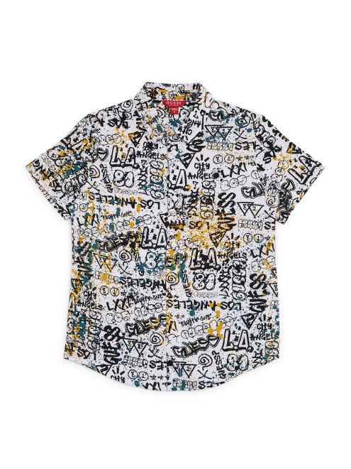 Camisa Blanca Con Logo Estampado De Grafiti De Guess Bryce (7-16)