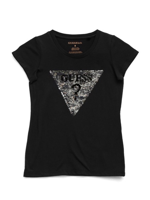 Guess Jet Black Beatrix Camiseta Reversible Con Logo De Lentejuelas (7-16)