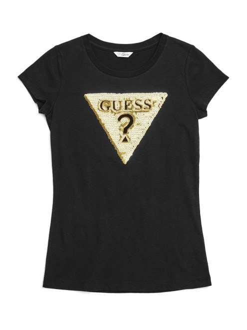 Camiseta Con Logo De Triangulo De Guess Beatrix (4-16) Negro/dorado