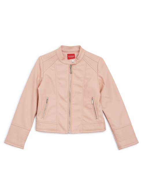 Guess Chaqueta De Moto De Piel Sintetica (7-14) Rosa Melocoton