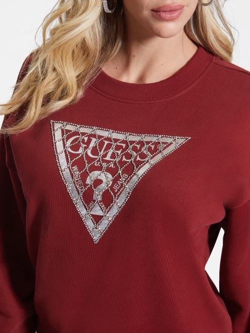 Sudadera Con Logo De Malla De Cristal Guess Rojo Jugo De Remolacha