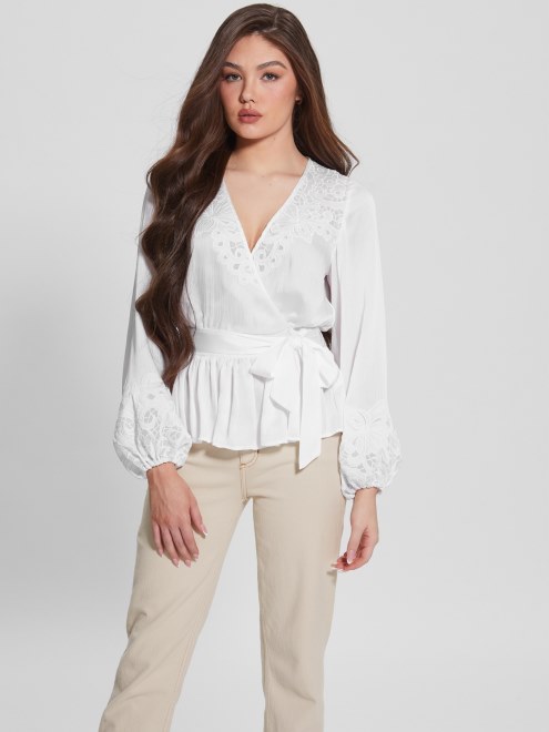 Top Cruzado Eco Adora Guess Blanco Puro