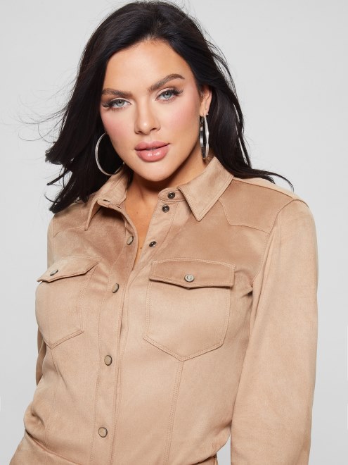 Camisa Vaquera De Gamuza Sintética Adivinar Margarita Arena Mojada