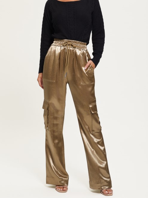 Guess Chantal Pantalones Cargo Metalizados Arena Mojada