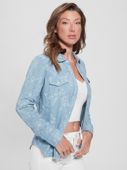 Camisa De Manga Larga Azul Coronado Multi Guess Riley