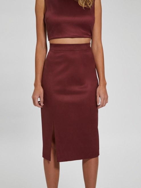 Falda De Gamuza Sintética Guess Mirabelle De Mystic Wine