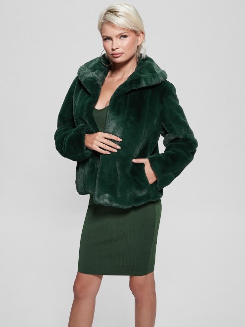 Chaqueta De Piel Sintetica Guess Sophy Tapete De Musgo