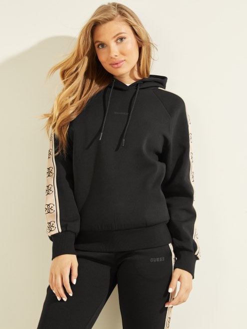Sudadera Con Capucha Eco Britney Logo Tape Negro Jet Guess
