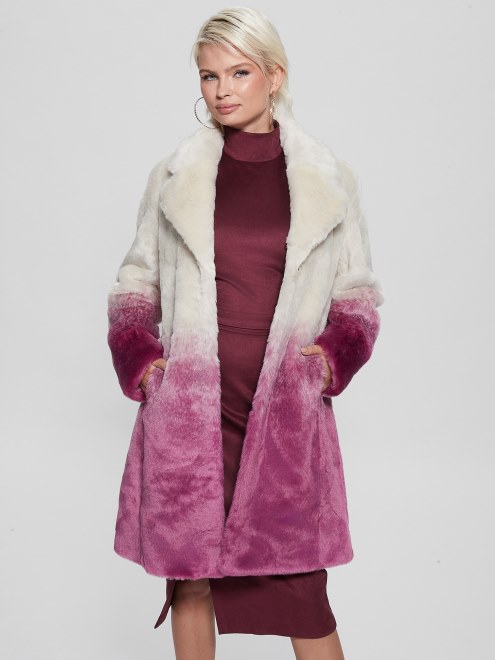 Abrigo De Piel Sintética Clara Ombré Combo Rosa Sombreado Adivinar