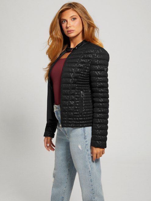 Chaqueta Acolchada Con Logo En Negro Azabache De Guess Vona