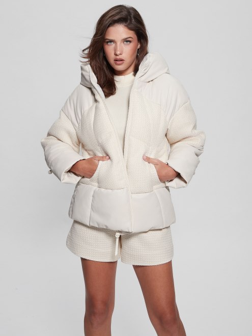 Guess Chaqueta Acolchada De Lea Blanca Crema