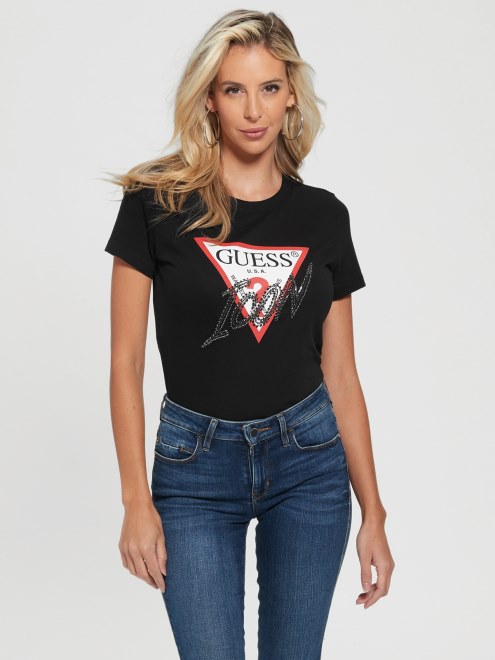 Camiseta Con El Logo De Ícono Ecológico Guess Negro Azabache