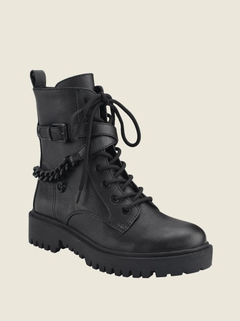 Botas Utilitarias Negras Con Hebilla Olisie De Guess