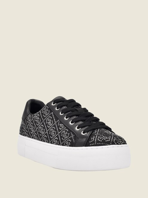 Gelsen Zapatillas Bajas Con Logo De Strass Guess Negro 001