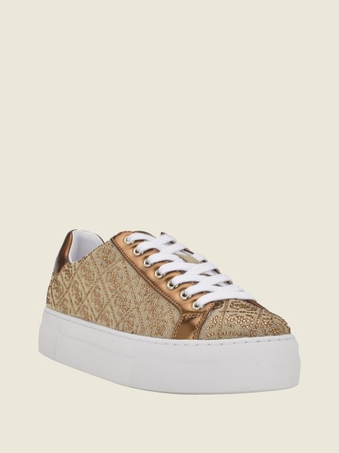 Gelsen Zapatillas Bajas Con Logo De Strass Guess Bronce