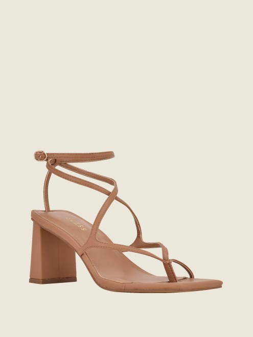 Guess Arisae Sandalias De Tacón En Bloque Medio Natural