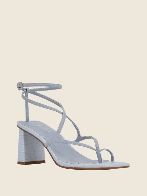 Sandalias Tacón Bloque Arisae Azul Claro Guess