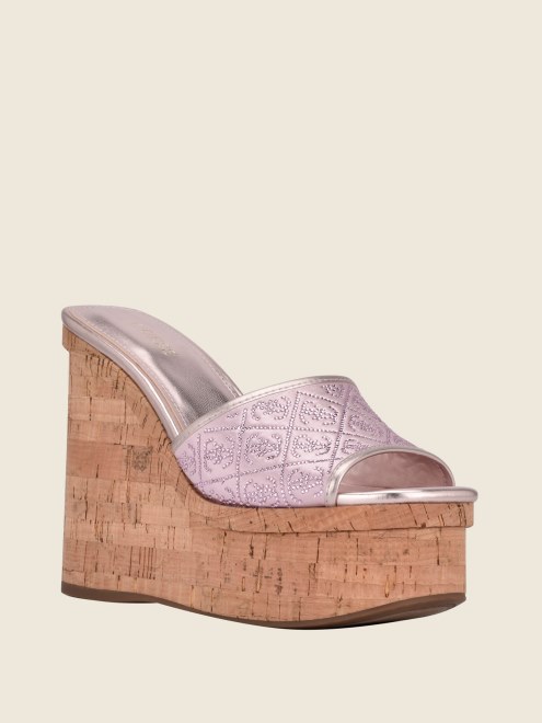 Catiae Logo Pedrería Cuñas Rosa Medium Guess