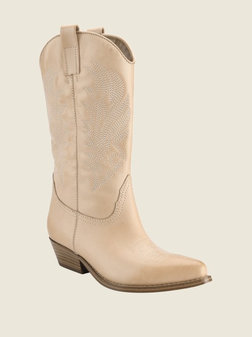 Botas Vaqueras De Piel Gallen Natural Medio 101 Guess