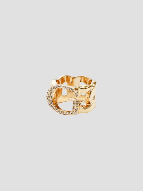 Oro Tono Dorado Strass G Anillo Adivinar