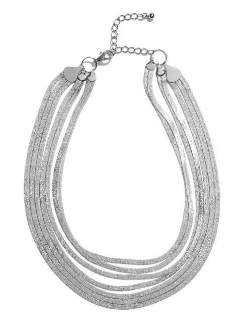 Cuello En Capas De Cadena De Serpiente De Conjetura Plateada