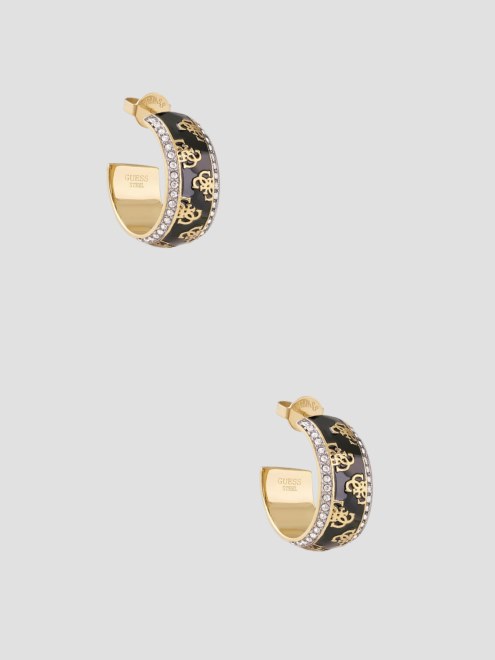 Argollas Guess Black Quattro G Oro Amarillo/negro
