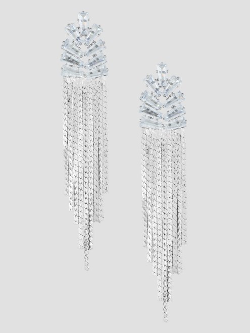 Aretes Lineales Mini Llamativos Plateados Guess Silver