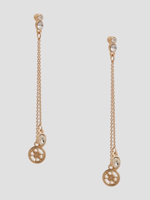 Pendientes Con Logo Y Cristales Lineales Dorados Guess Oro
