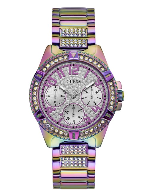 Reloj Multifunción De Cristal Iridiscente Adivinar Morado