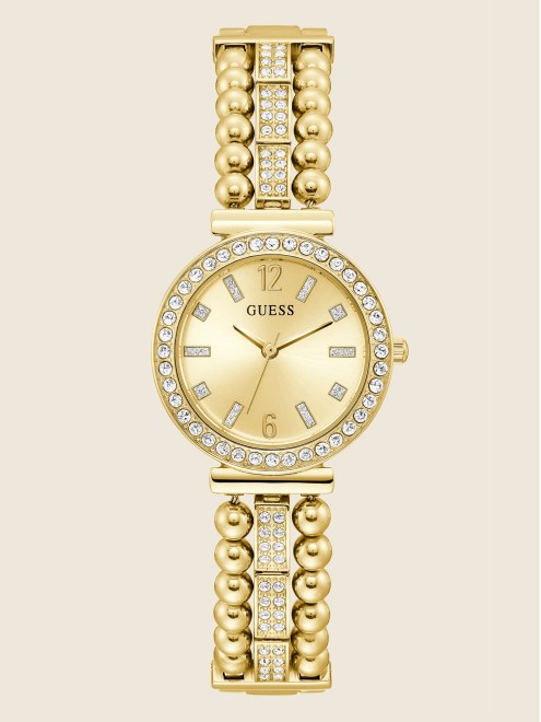 Reloj Analógico Guess Multi Tono Dorado Y Strass