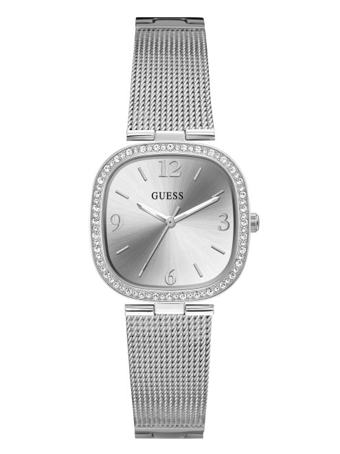 Reloj Analogico De Malla En Varios Tonos Plateados De Guess
