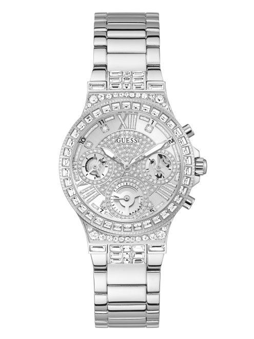 Reloj Multifunción Guess Plateado Y Strass Multi