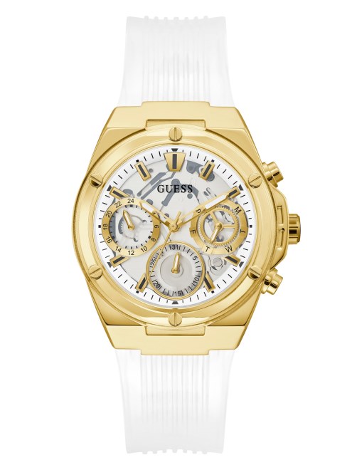 Reloj Multifunción Guess Multi Blanco Y Dorado