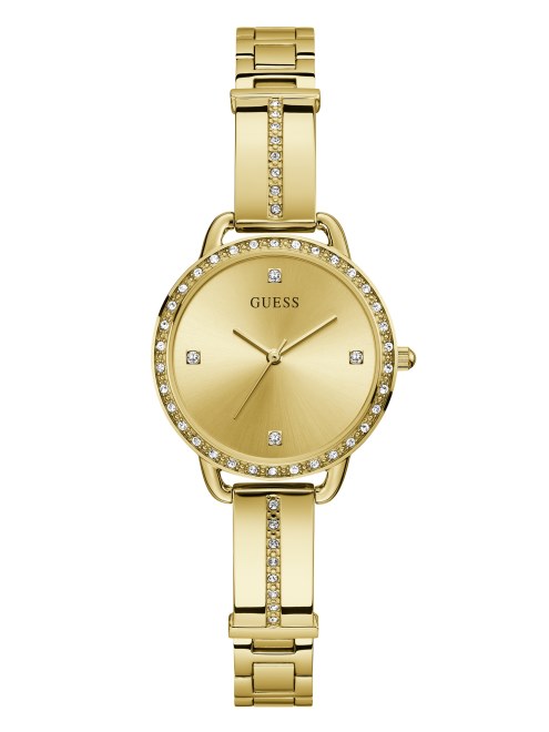 Reloj Analógico Multi Guess Con Cristales En Tono Dorado